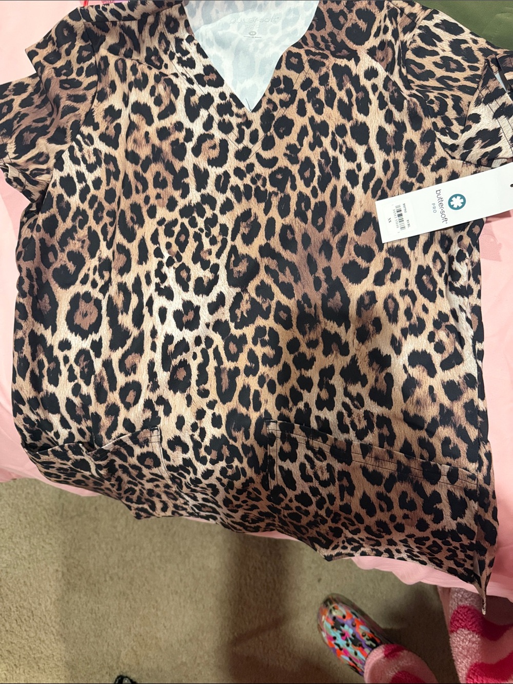 Unbranded Kids Leopard Print V-Neck Top - Brown